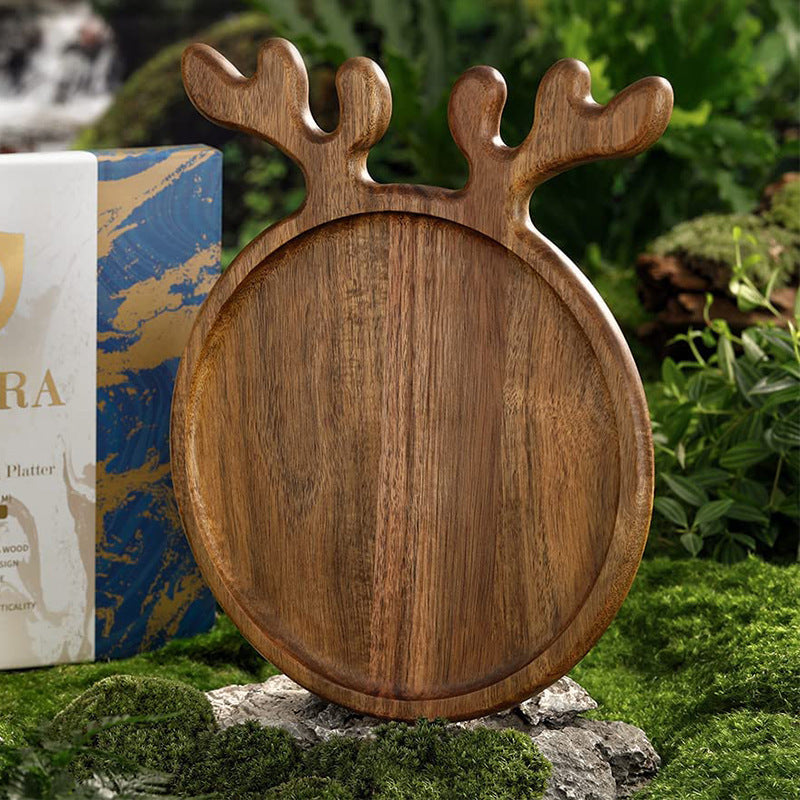 Christmas Reindeer Antler Wooden Chopping Board & Tray